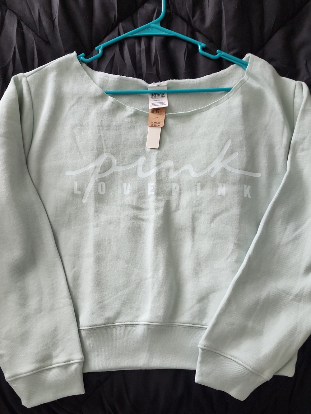 PINK Victoria's Secret Mint Green Logo Crewneck Sweatshirt